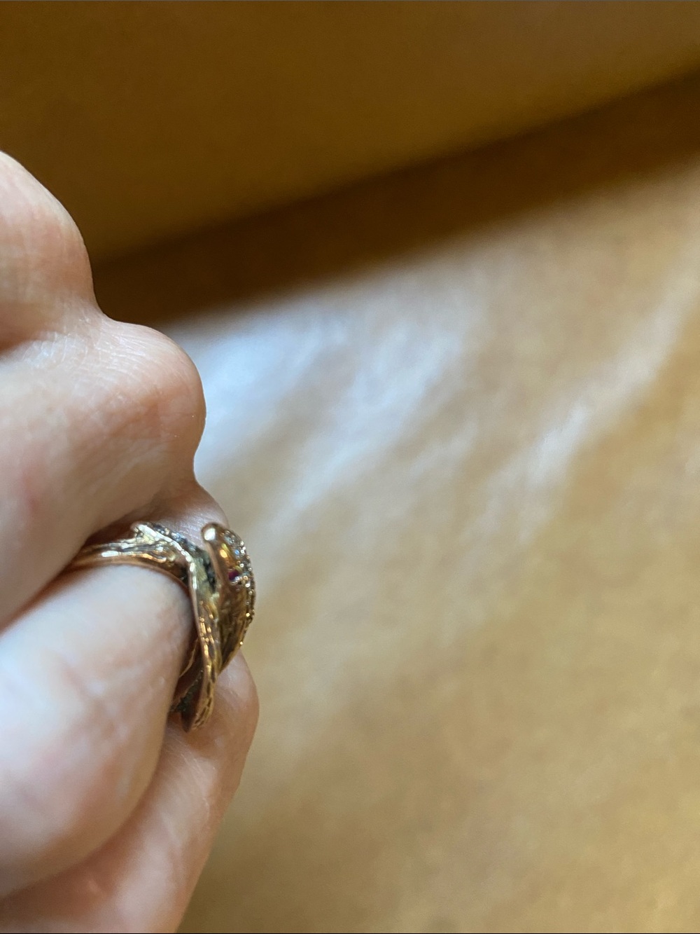 Vintage yellow gold and diamonds snake ring 5.75 - Picture 10 of 13